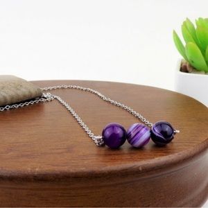 💜 Simple Elegance in Purple Agate and Silver Necklace — Brand New!